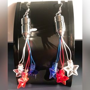 Fun light up earrings 4th of July Independence Day. Brand New